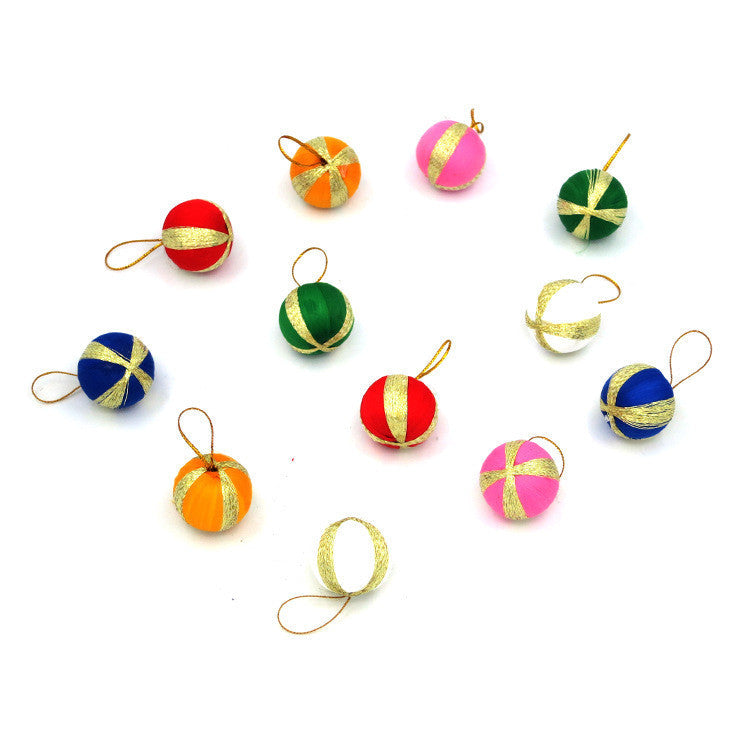Mini Christmas Tree Ornaments, 12-Piece Colorful Set