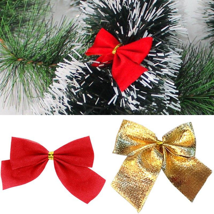 Christmas Tree Bows – 12pc Red & Gold Decorations