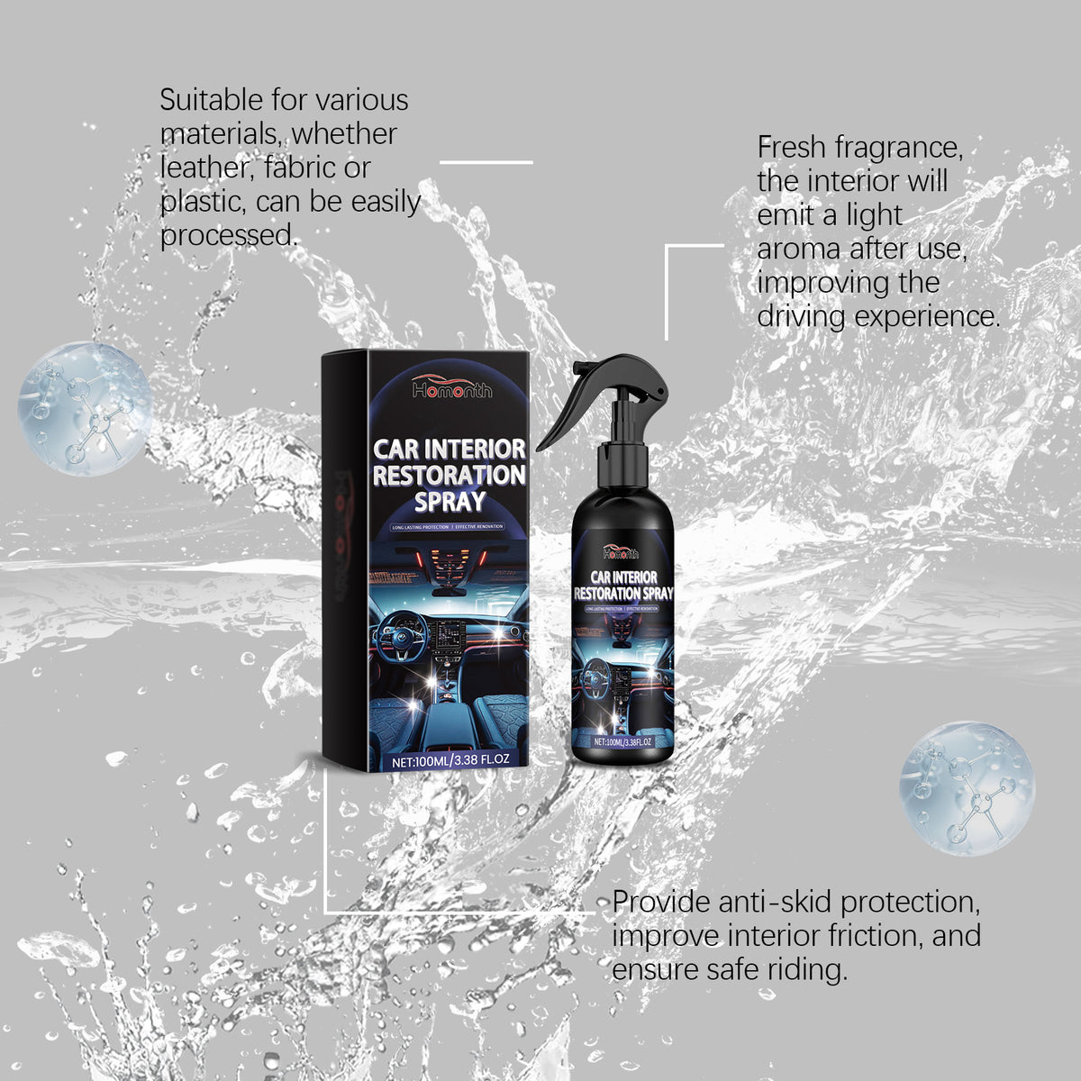 Car Interior Restoration Spray With Protective Finish