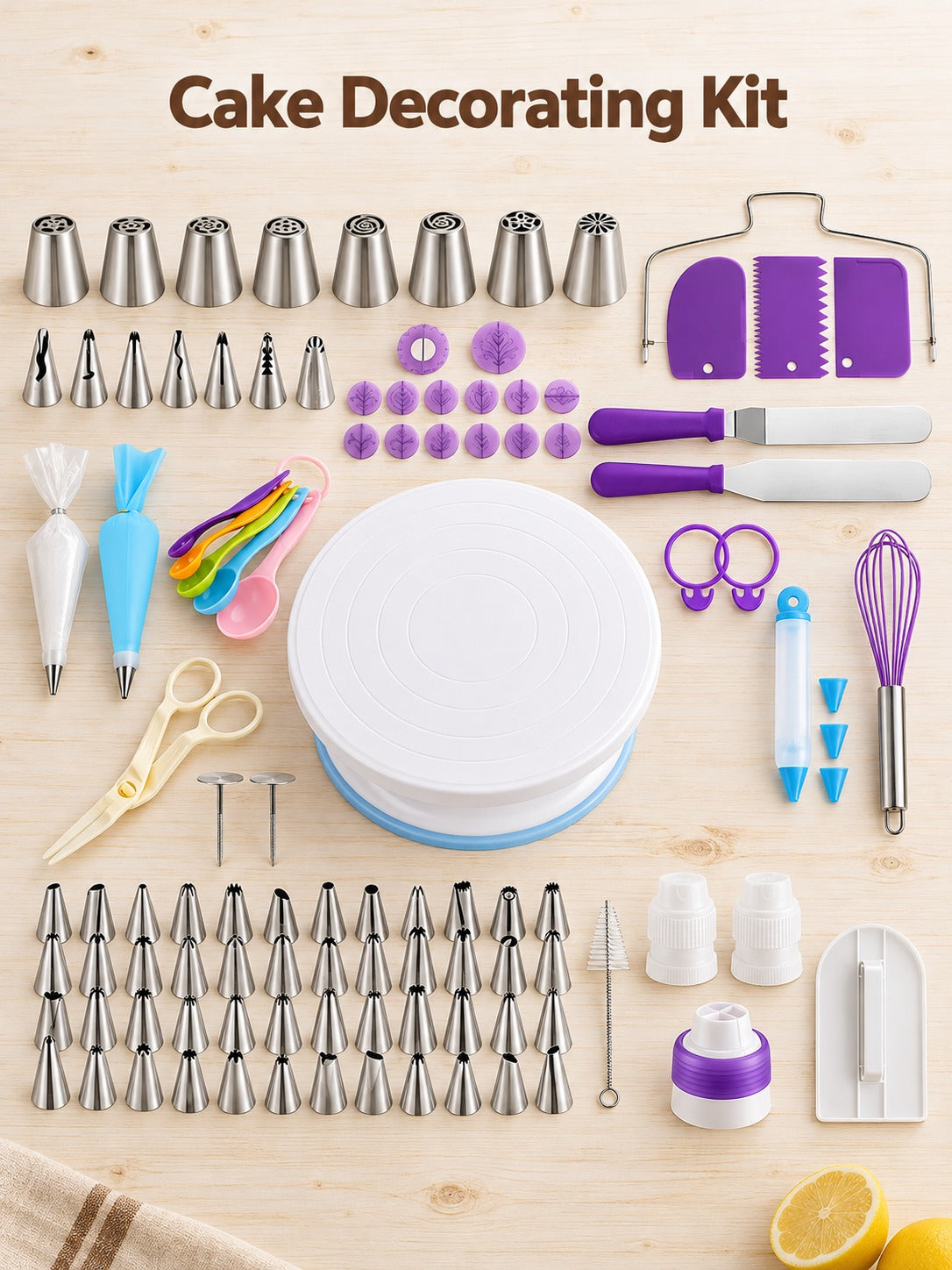 135-Piece Cake Decorating Kit with Turntable & Tips