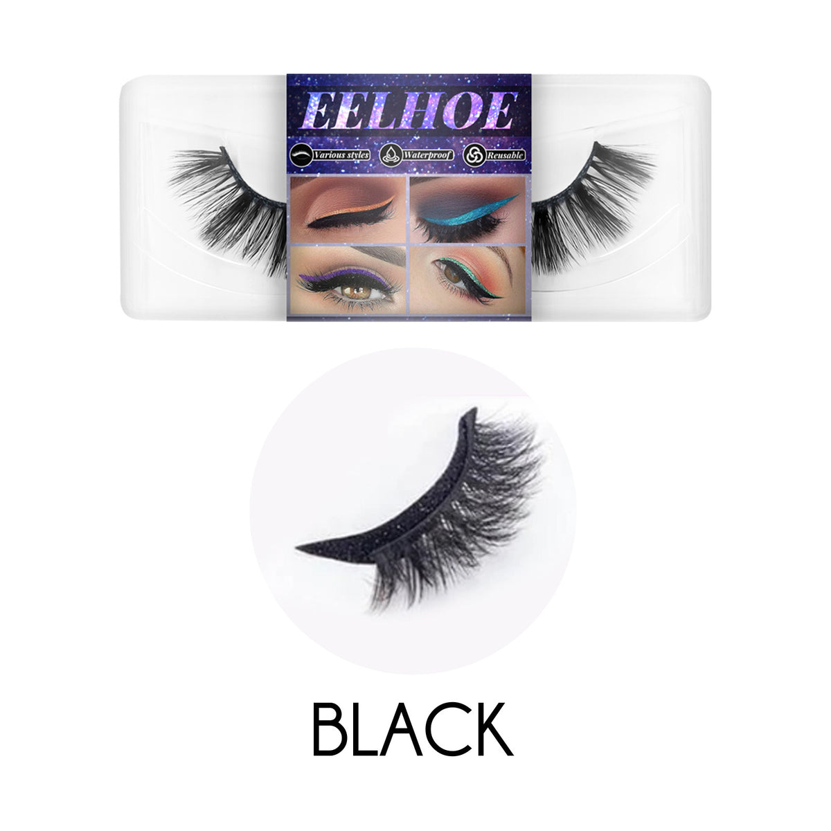 Self-Adhesive False Eyelashes With Glitter Eyeliner