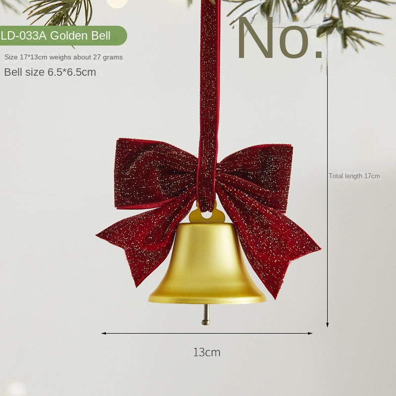 Christmas Tree Bell Bow Ornaments | Red & Gold Decor
