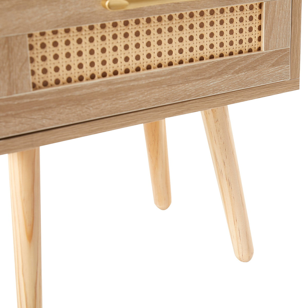 Rattan Nightstand with Outlet and USB Ports