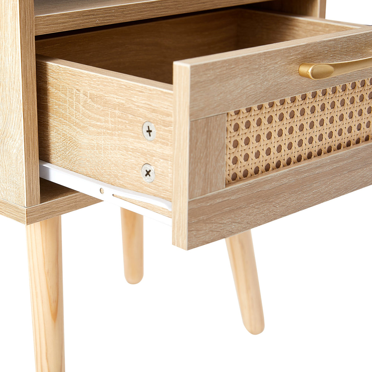 Rattan Nightstand with Outlet and USB Ports