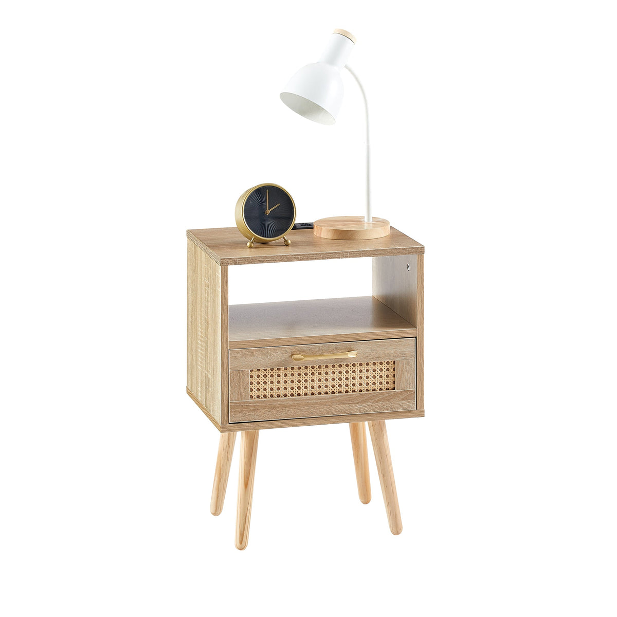 Rattan Nightstand with Outlet and USB Ports