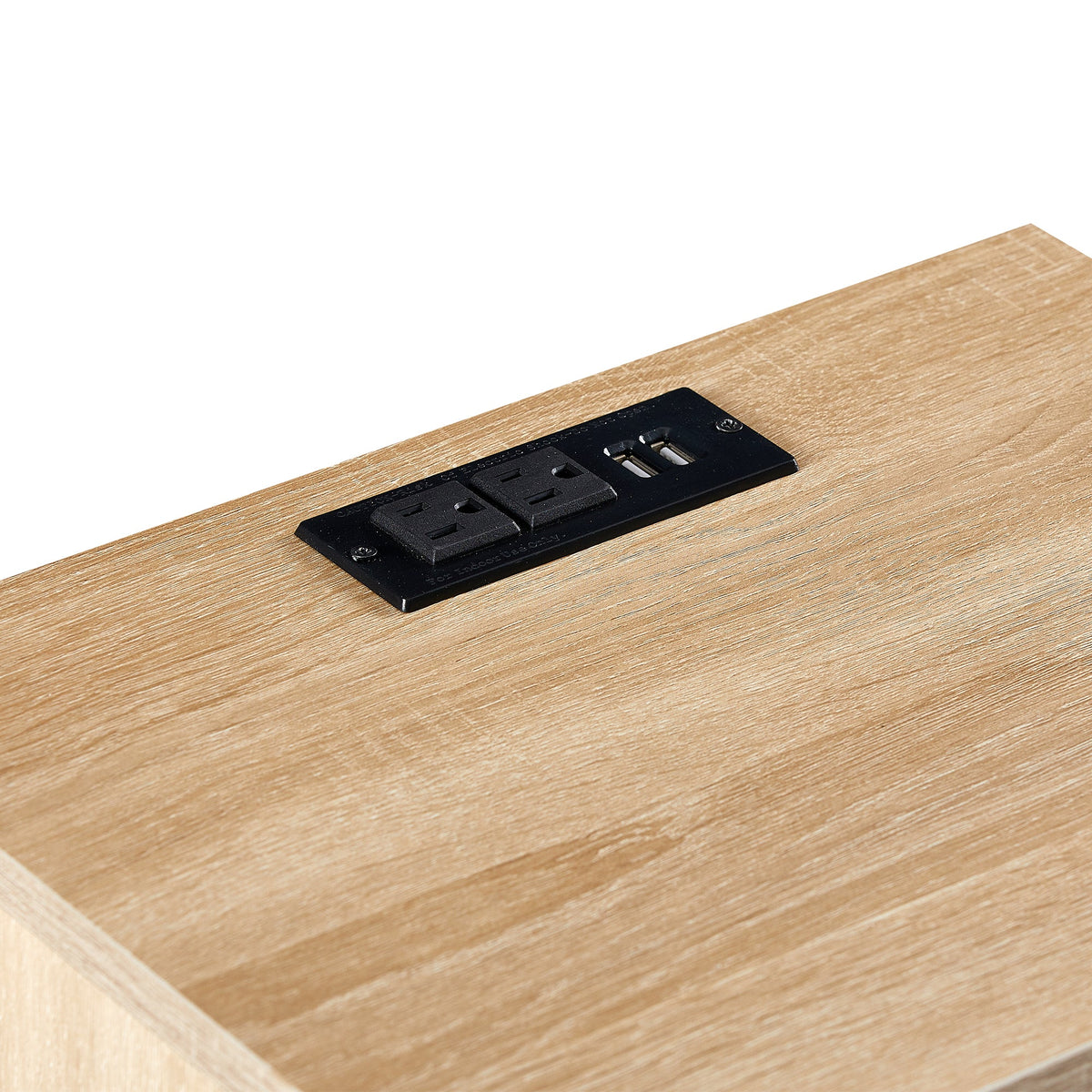 Rattan Nightstand with Outlet and USB Ports