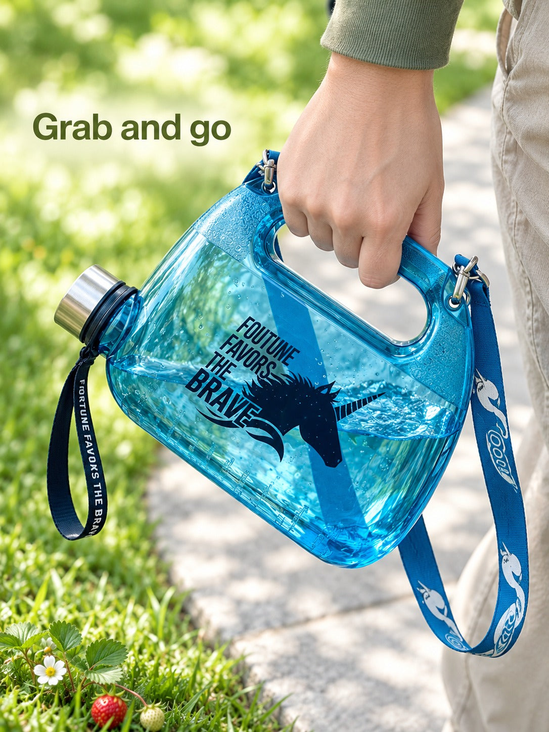 1500ml Large Hiking Water Bottle With Handle and Strap