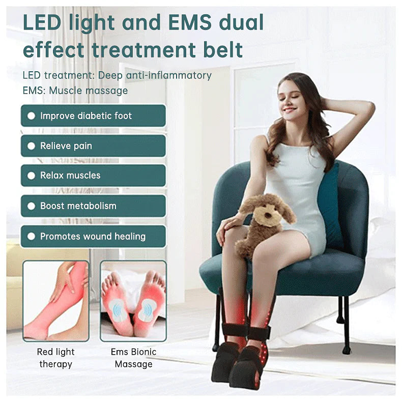 Red Light Therapy Foot & Leg Wrap with EMS Pulse Mode