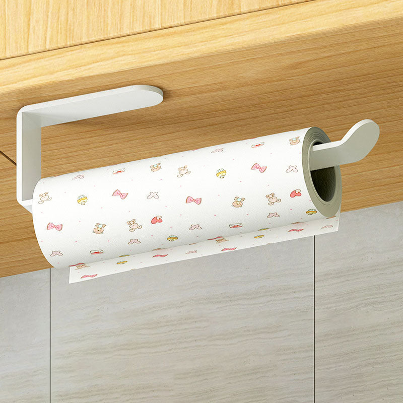 Wall-Mounted Cling Film Holder, Punch-Free Black Aluminum