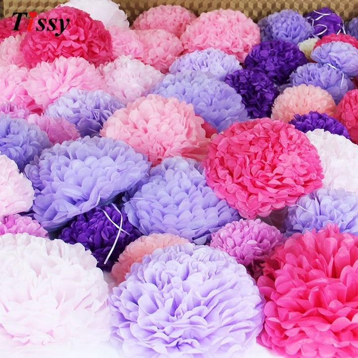 15pcs Tissue Paper Pom Poms for Colorful Party Decor