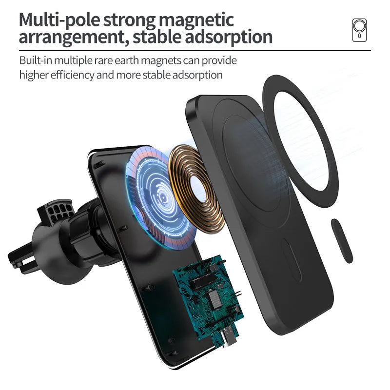 Magnetic Car Wireless Charger for iPhone 12 Vent Mount