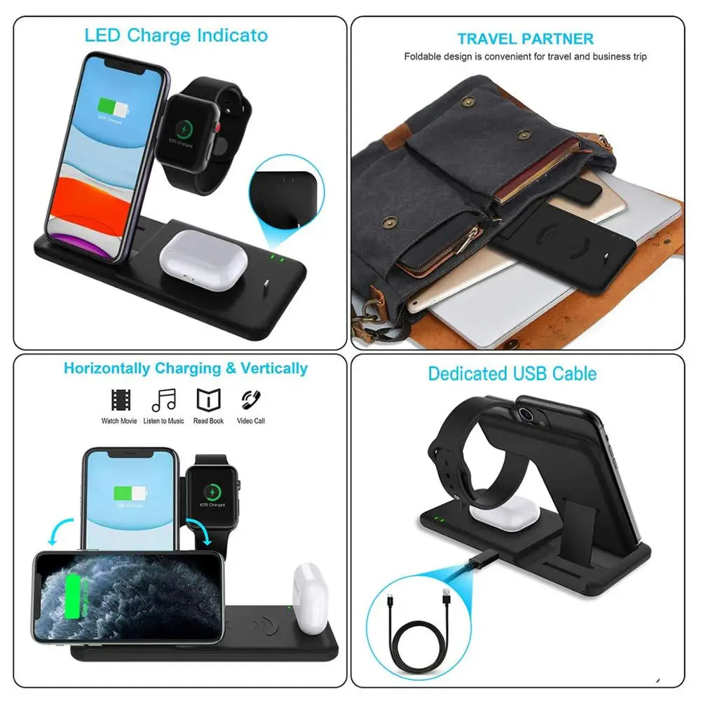 15W Wireless Charger Stand for iPhone, Watch & AirPods