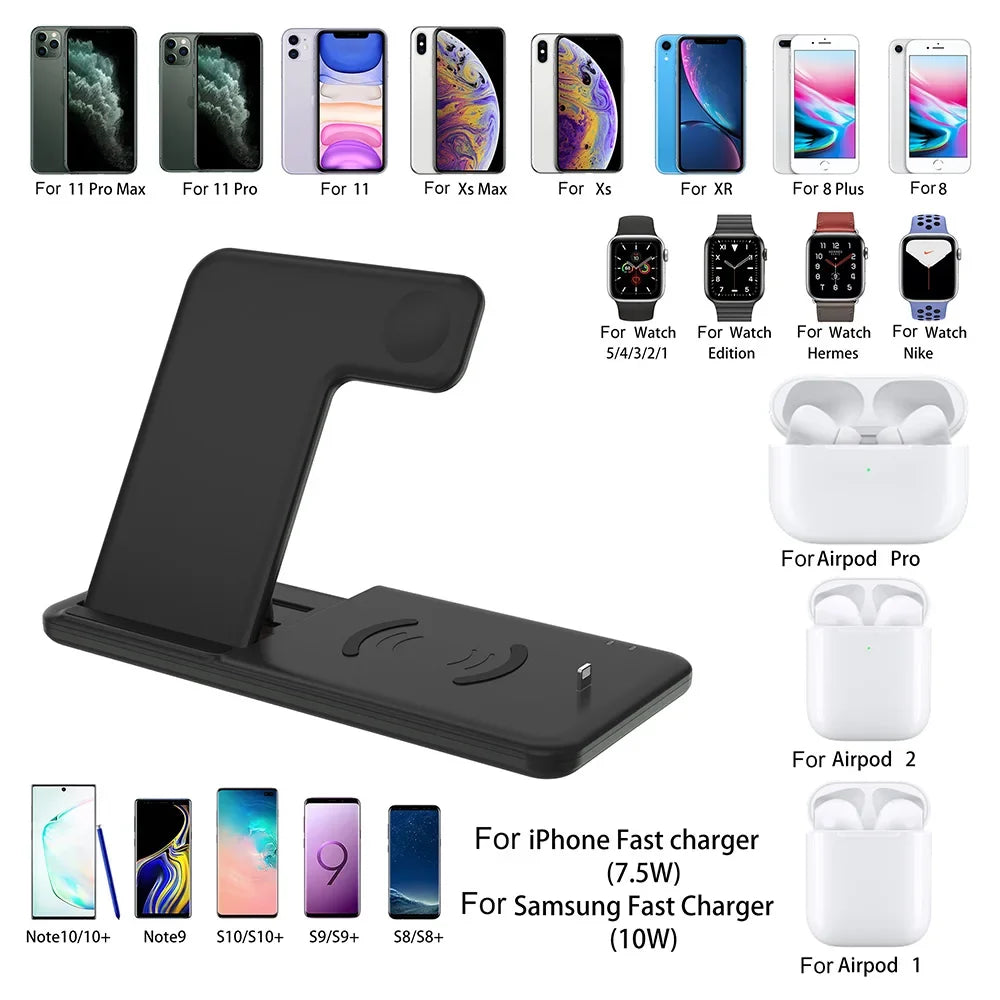 15W Wireless Charger Stand for iPhone, Watch & AirPods