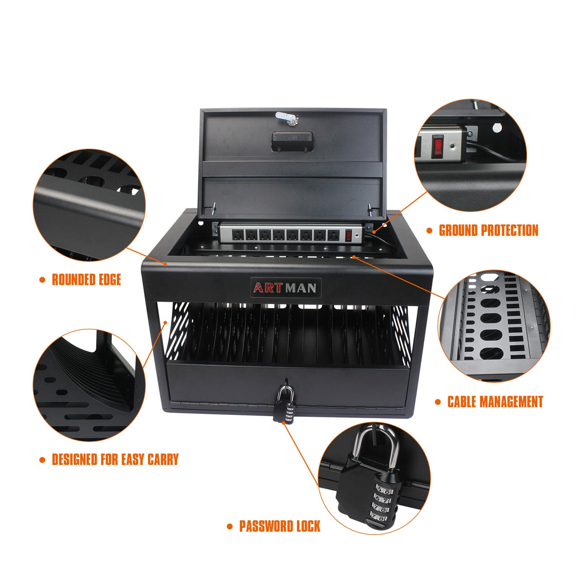 16 Bay Laptop Charging Cabinet with Lock for Schools
