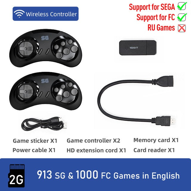 Retro 16-Bit Sega Console with 913 Games & HDMI TV