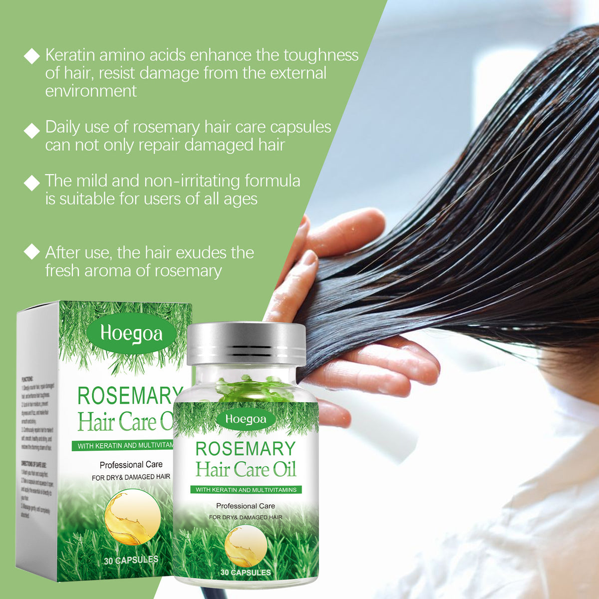 Rosemary Hair Capsules for Dry, Damaged, Frizzy Hair