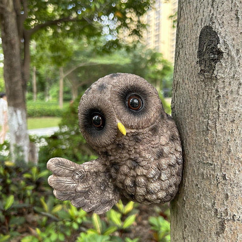 Lifelike Resin Owl Garden Decor for Trees and Shelves