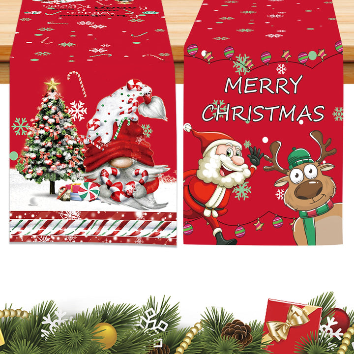 Christmas Table Runner with Festive Santa Holiday Design