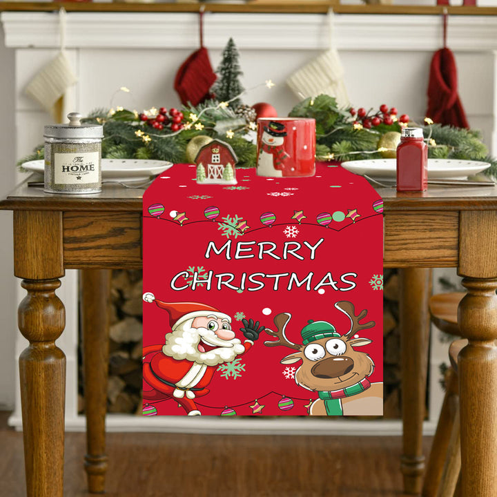 Christmas Table Runner with Festive Santa Holiday Design