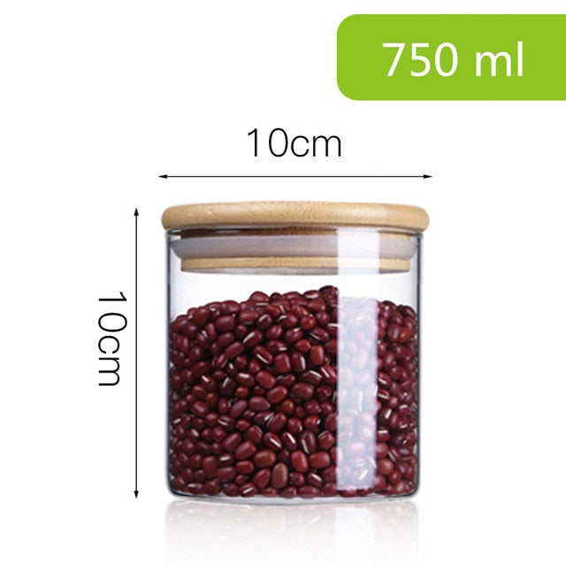 Airtight Glass Food Storage Jars with Bamboo Lids Set