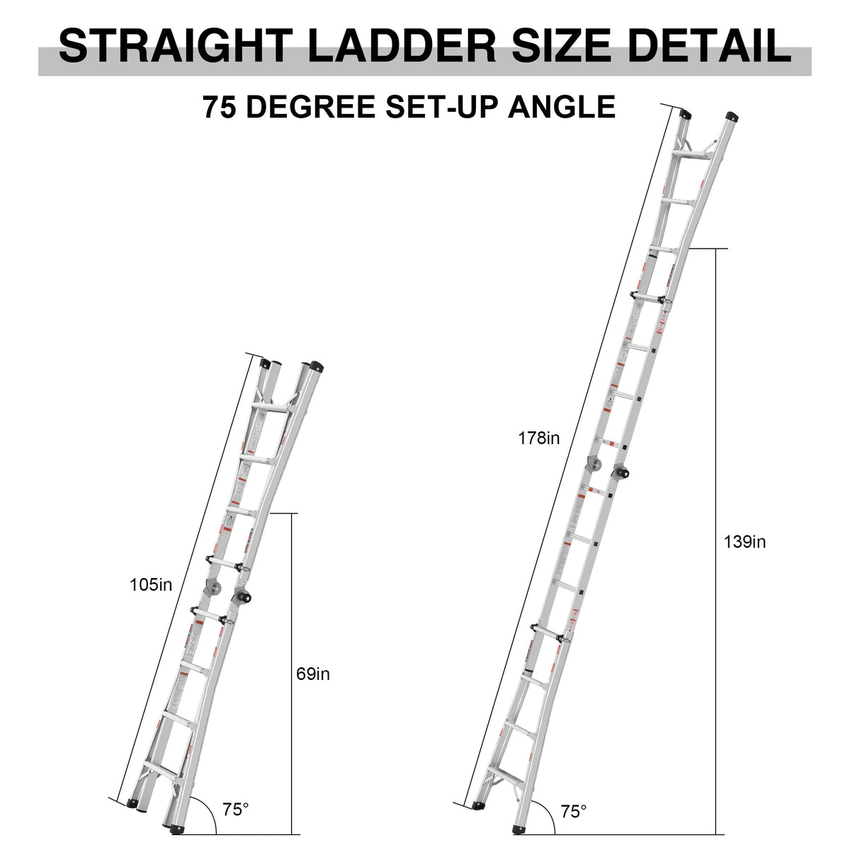 17 ft Multi-Position Aluminum Ladder: A-Frame & Straight