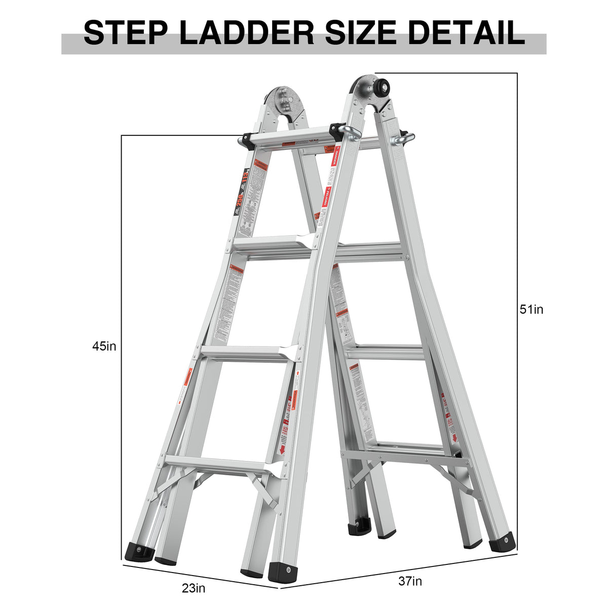 17 ft Multi-Position Aluminum Ladder: A-Frame & Straight