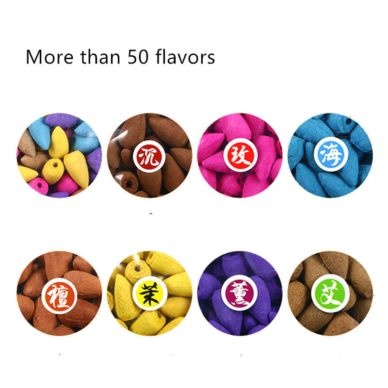 Backflow Incense Cones, 18 Aromas for Relaxation