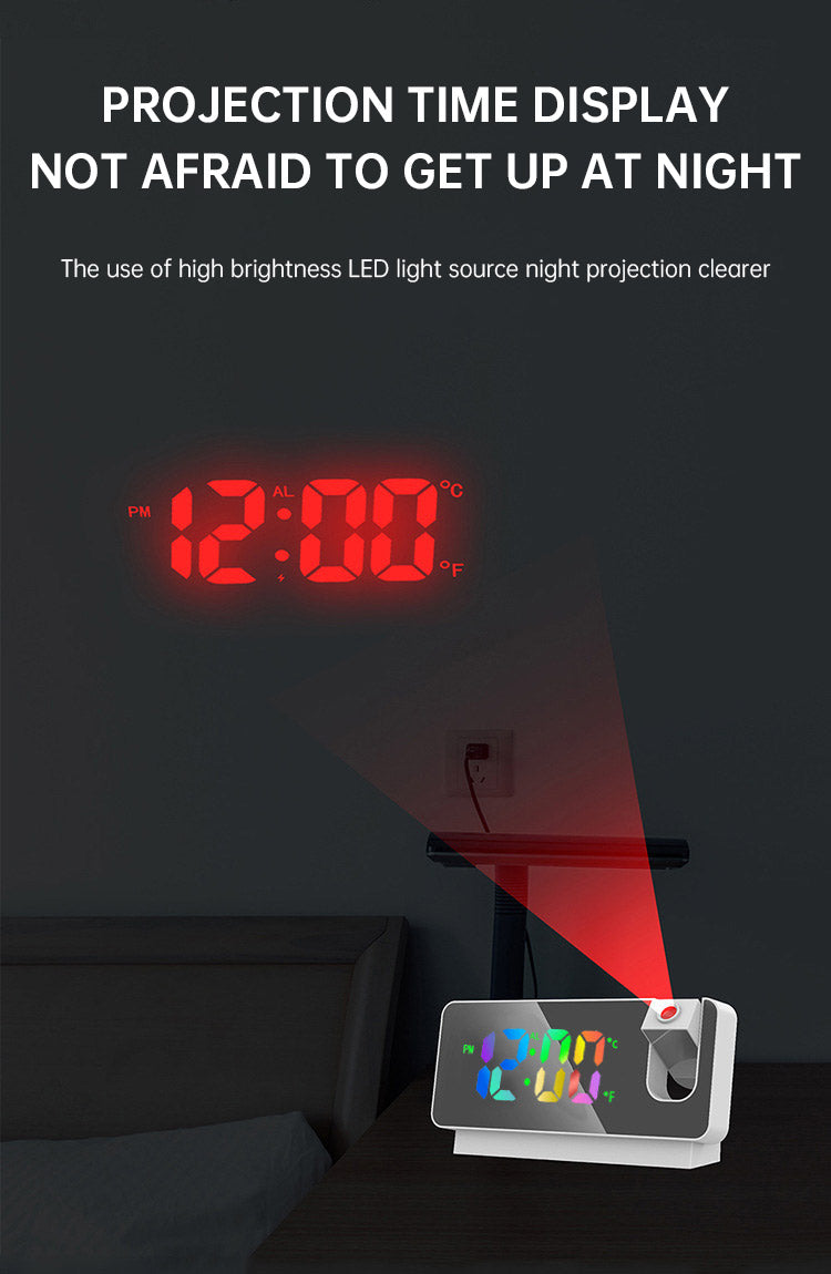 Digital Projection Alarm Clock With 180° Visibility