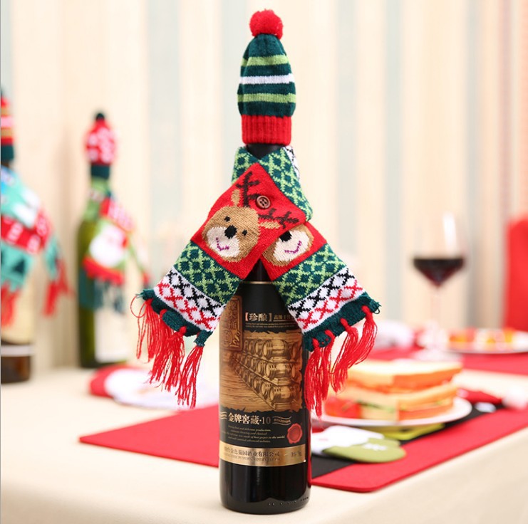 Christmas Wine Bottle Decoration Set for Festive Tables