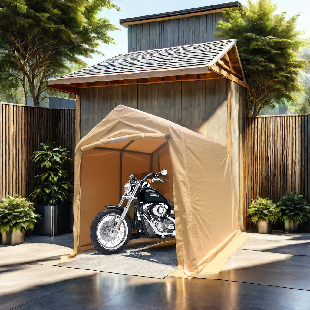 7x12 Ft Portable Outdoor Storage Shed for Mowers and Bikes