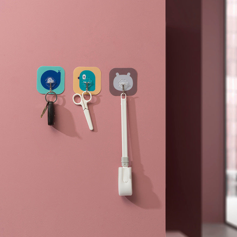 Hole-Free Sticky Wall Hooks with Cute Cartoon Designs