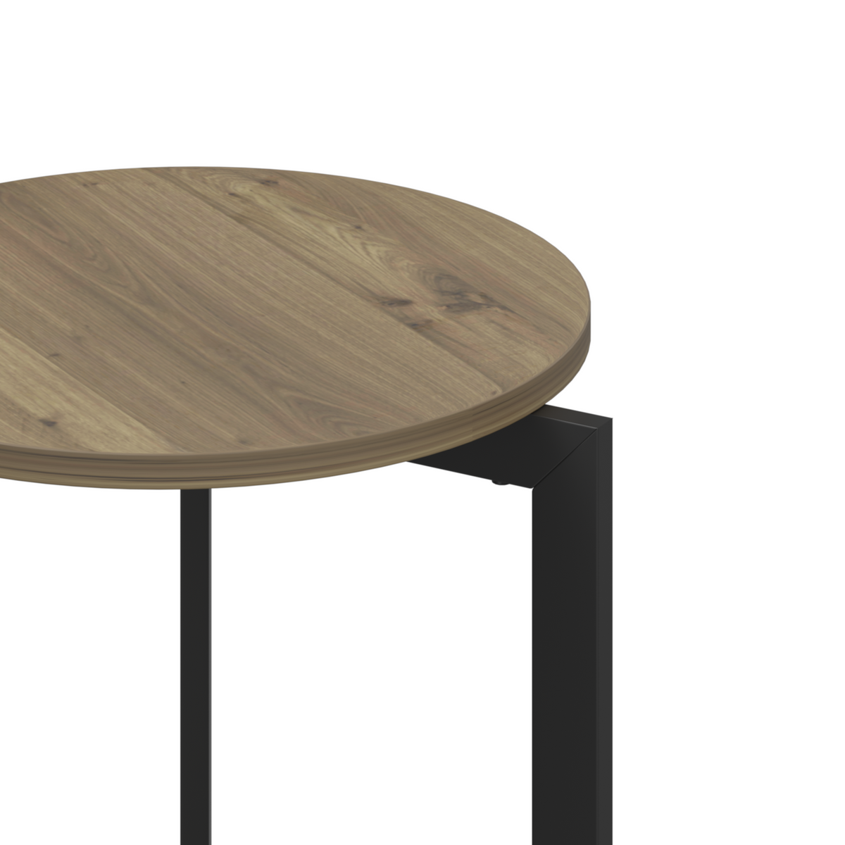 Round Side Table with Sturdy Metal Frame for Living Room