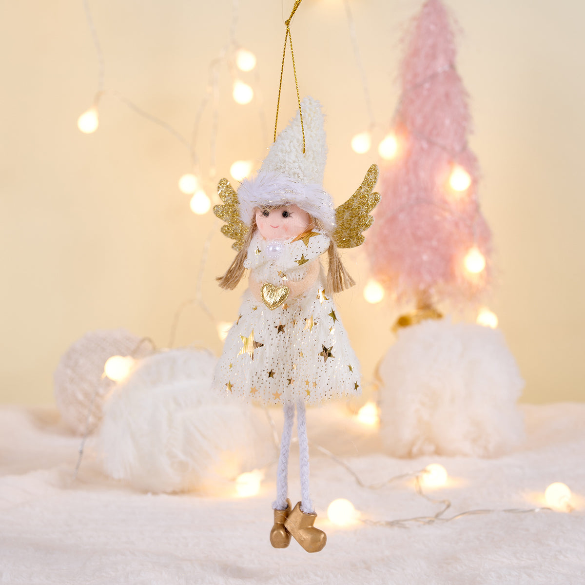 Christmas Angel Ornaments, 3-Piece Pink Reindeer Set