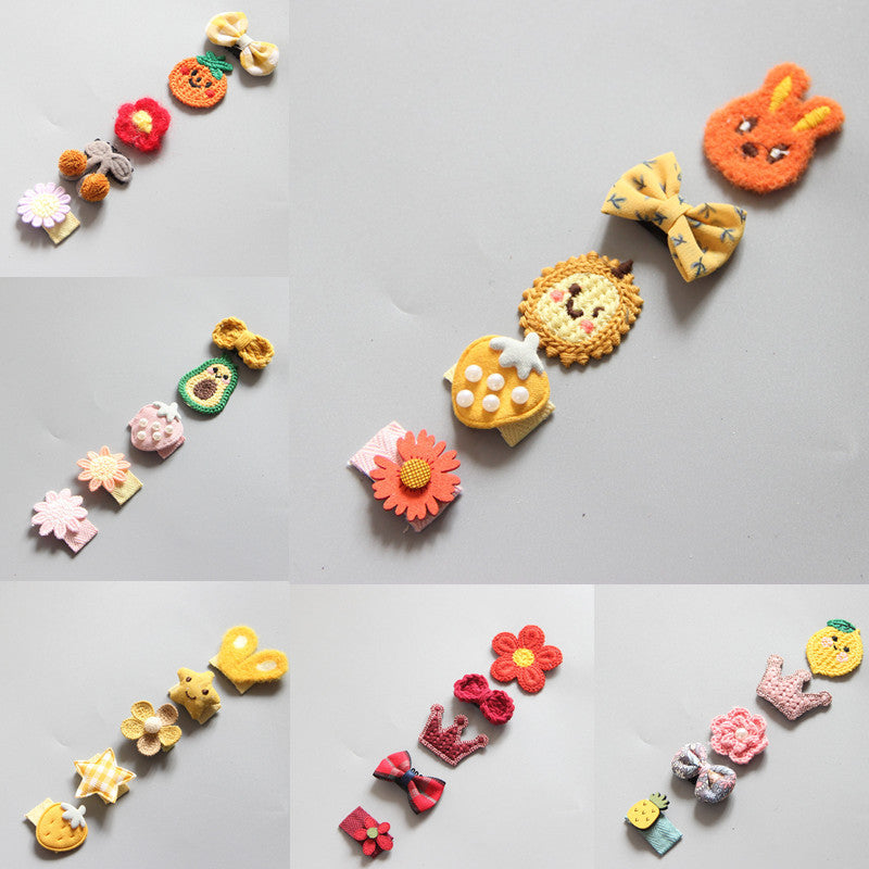 Girls Hair Clips – Colorful Crown, Bow & Flower Set