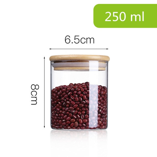 Airtight Glass Food Storage Jars with Bamboo Lids Set