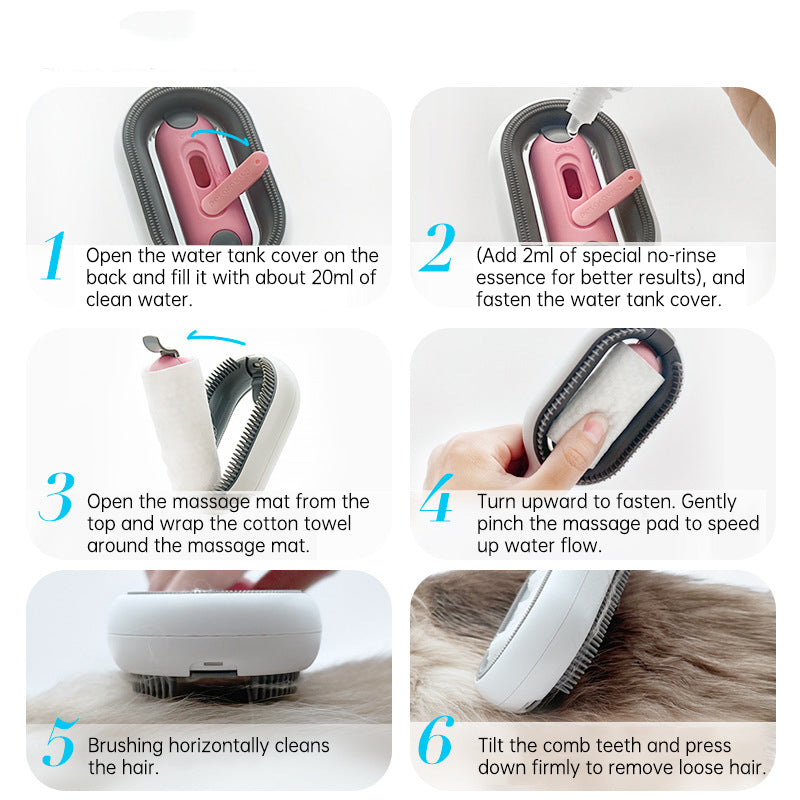 Pet Deshedding Comb With Water Tank For Less Fur