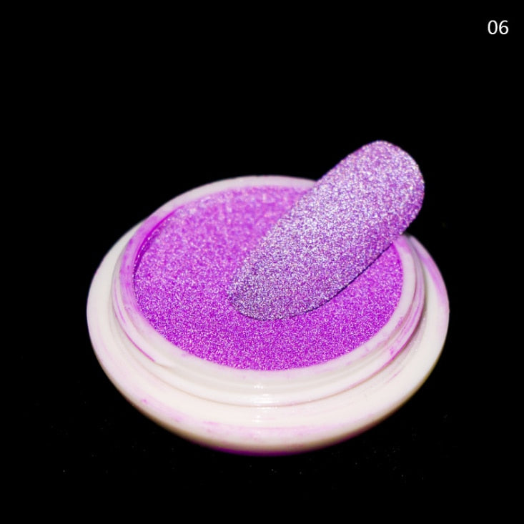 Reflective Nail Glitter Powder — Glow-in-the-Dark Disco Shine