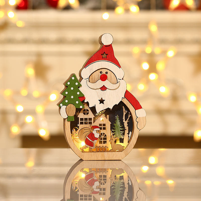 Illuminated Wooden Christmas Ornaments for Cozy Decor