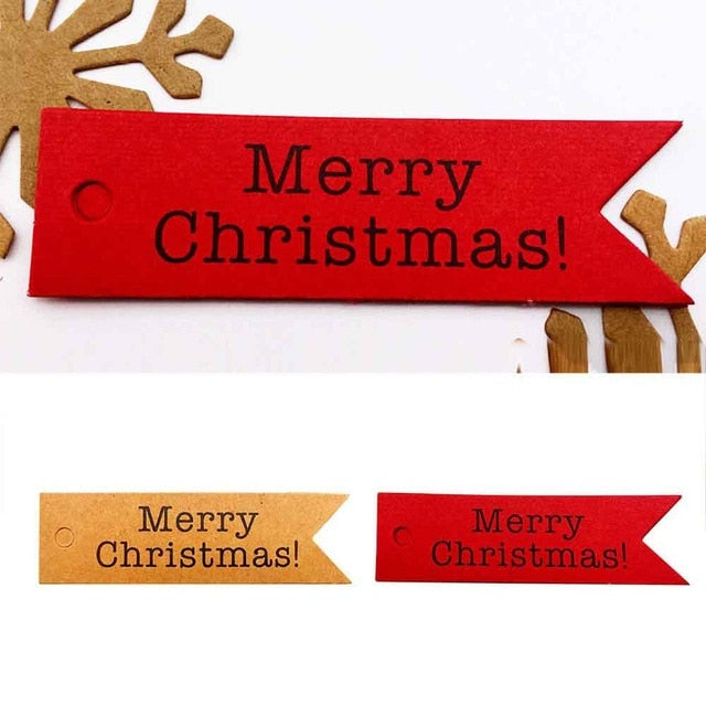 Christmas Gift Tags, 100PCS Kraft & Red Merry Christmas