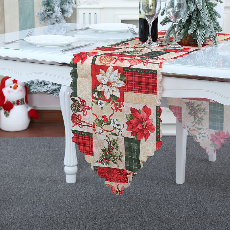 Christmas Fabric Tablecloth With Festive Patchwork Design