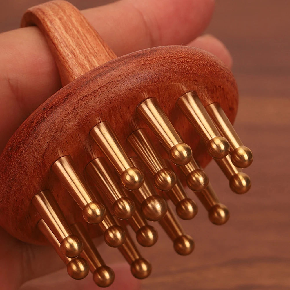 Copper Wood Gua Sha Massage Comb – Antimicrobial Scalp