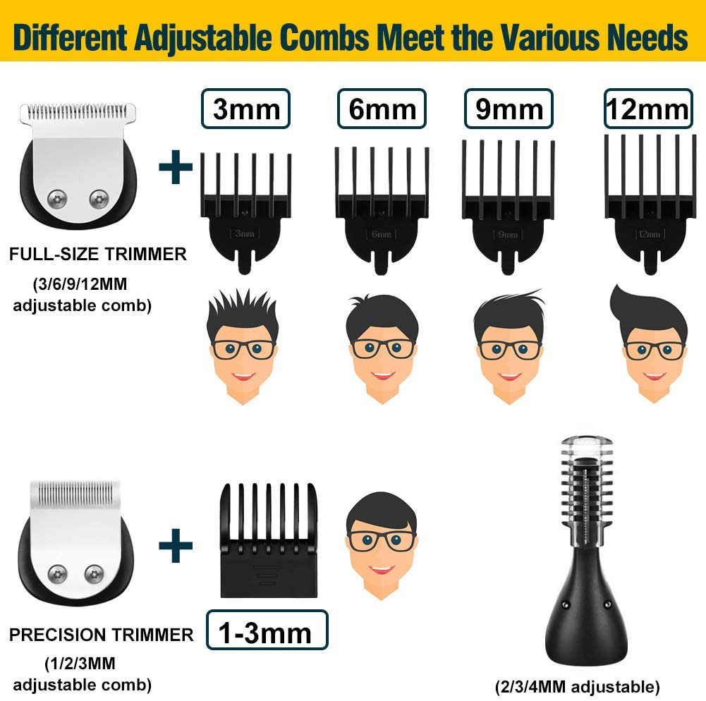 6-in-1 Hair Clippers Grooming Kit With LCD Display Cordless