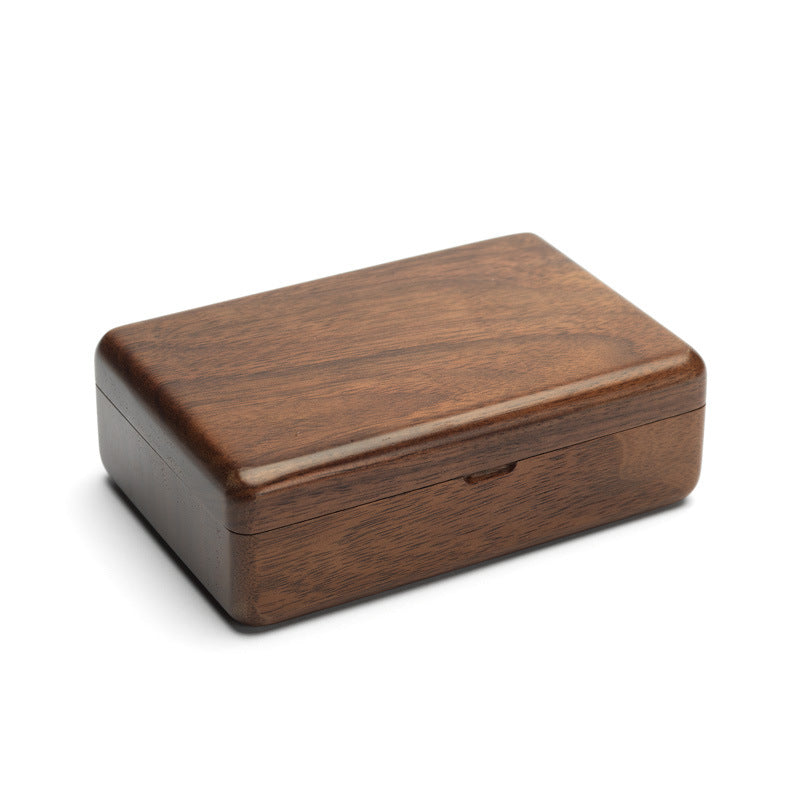 Solid Black Walnut Jewelry Box with Mirror & Magnetic Lid