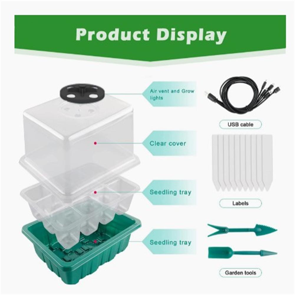 Seed Starting Tray Kit with LED Grow Lights & Domes