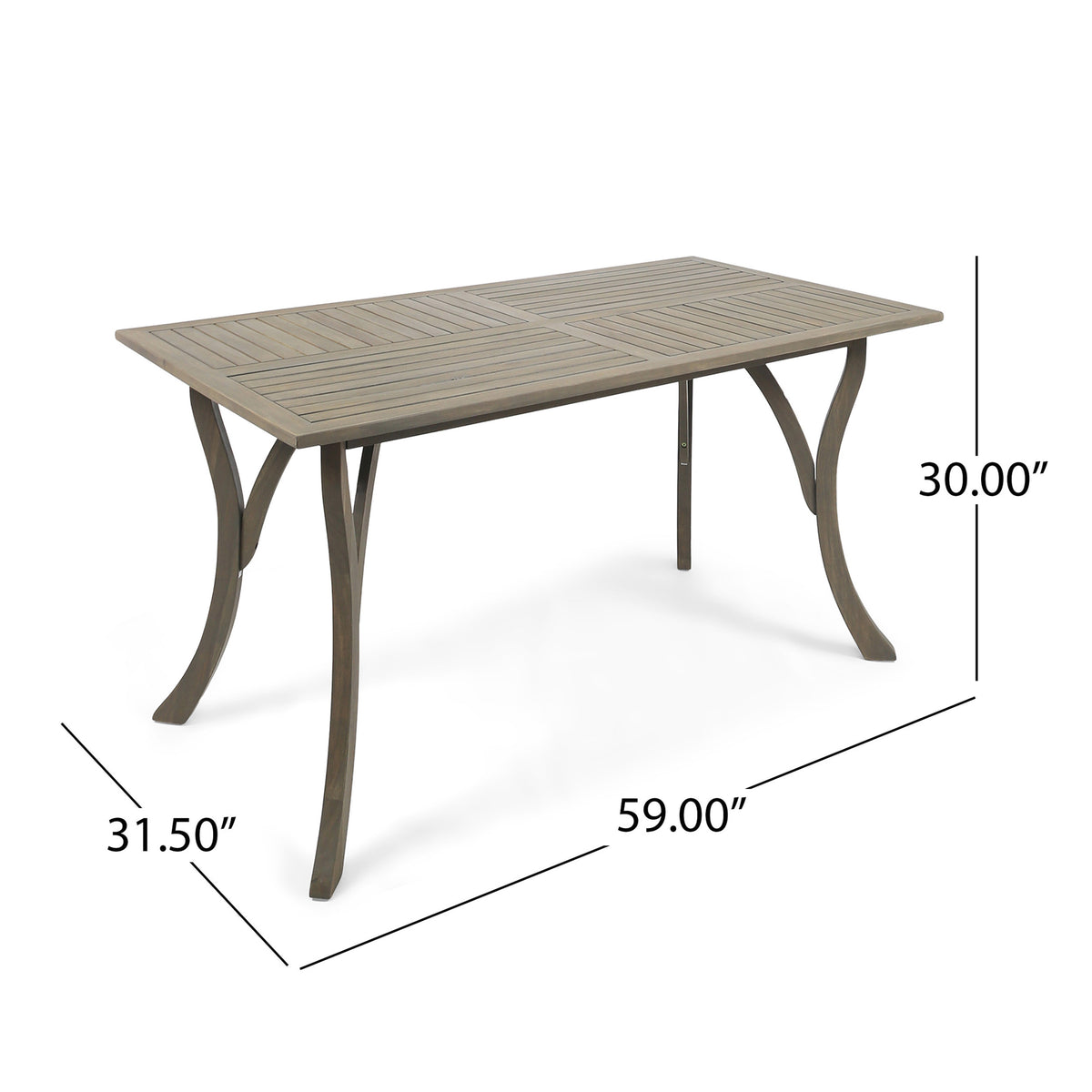 Rectangular Outdoor Dining Table in Weathered Wood