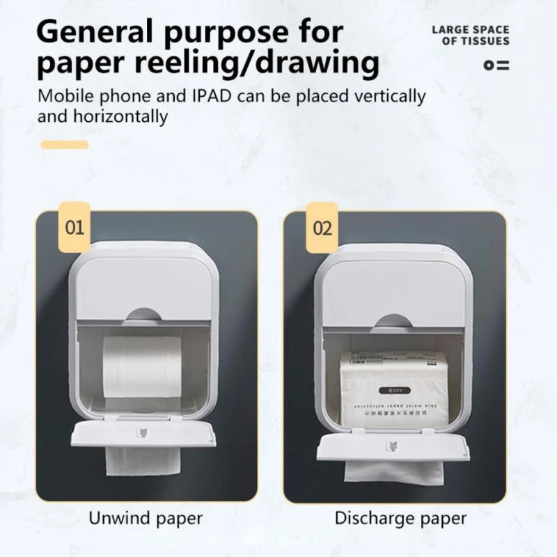 Punch-Free Toilet Paper Holder Waterproof Wall Box