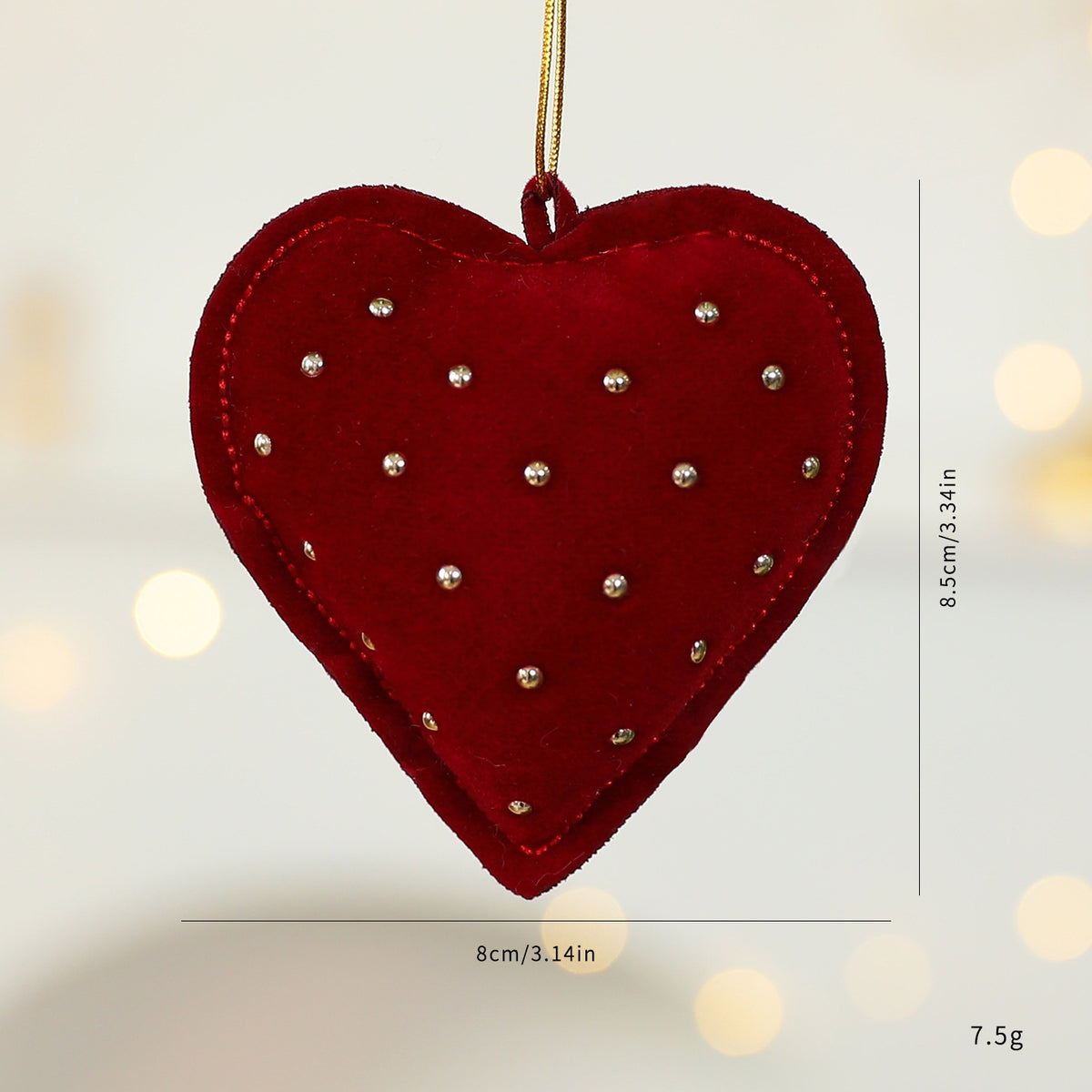 Christmas Tree Ornaments: Plush Heart & Bow Decor Set