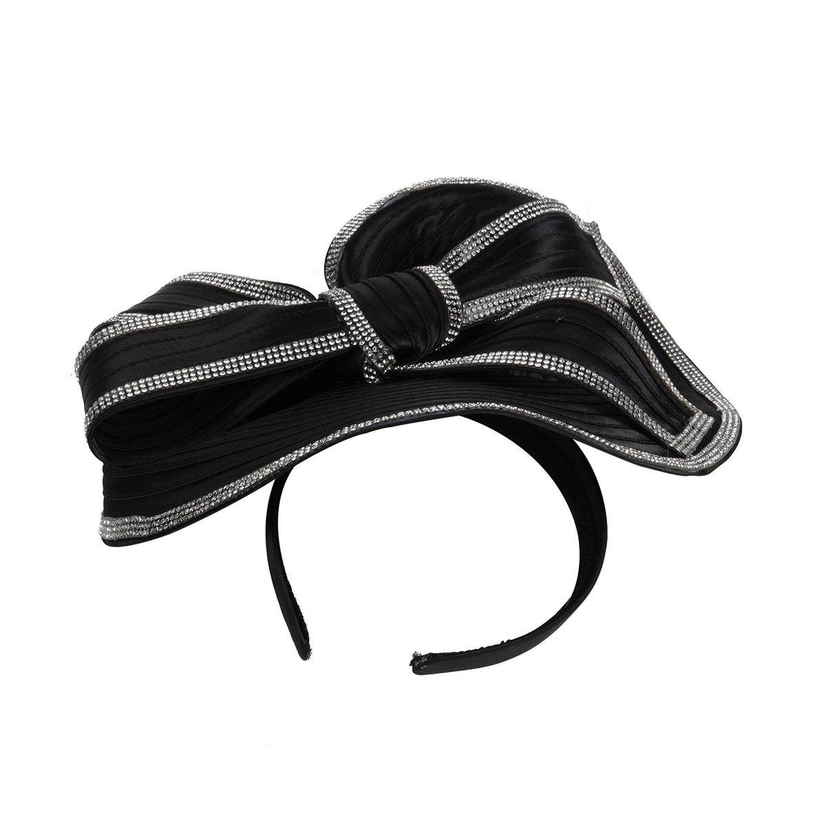 Black White Diamond Headband Fascinator for Elegant Formal