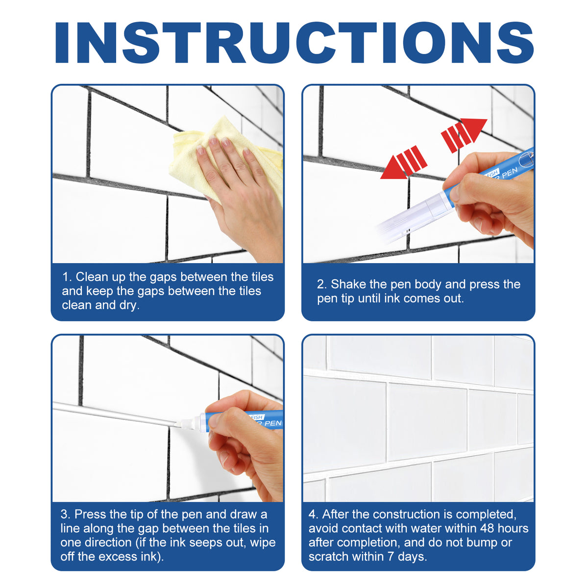 Tile Repair Pen for Waterproof, Bright Grout Lines