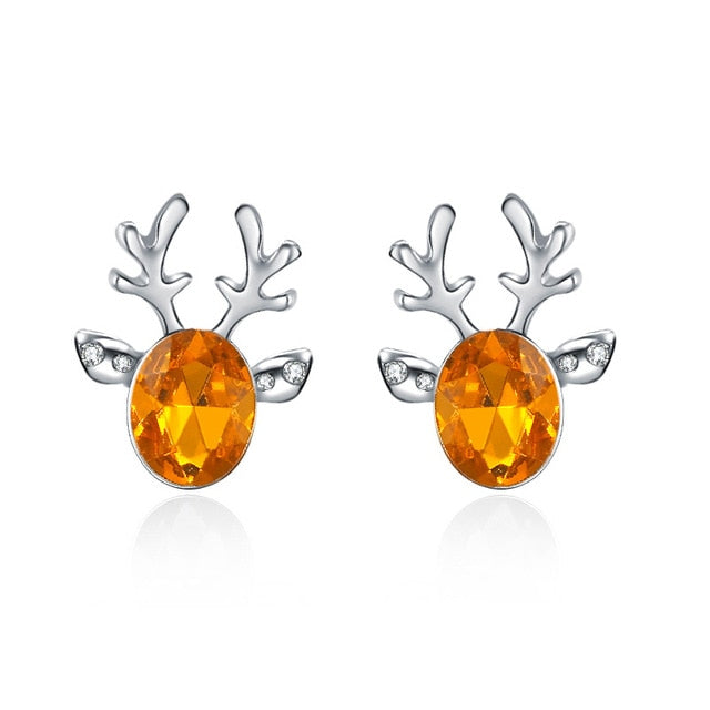 Reindeer Stud Earrings With Elegant Pearl Centerpiece